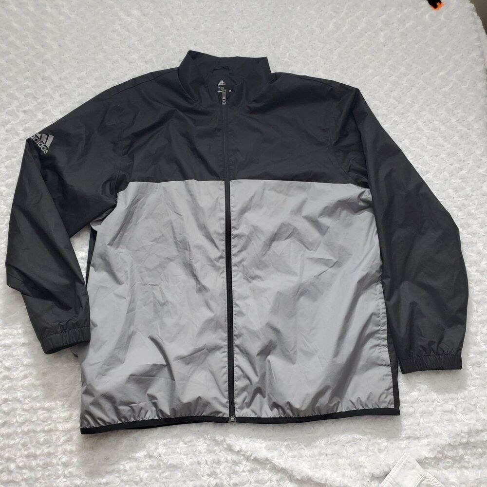 adidas Climastorm Golf Full Zip Jacket Mens 2XL Black Windbreaker Shoes